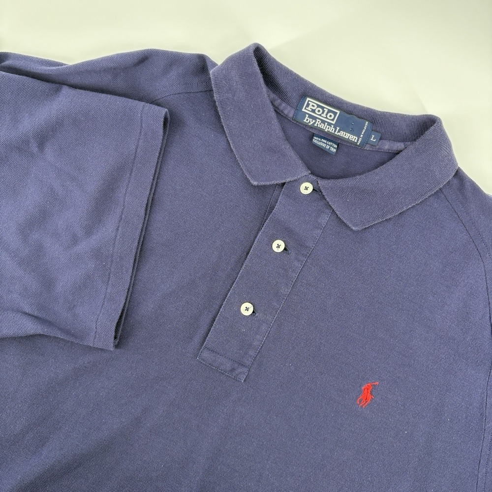Polo Ralph Lauren Polo Shirt Men's Large Blue With Red Pony‎ Short Sleeve Casual
